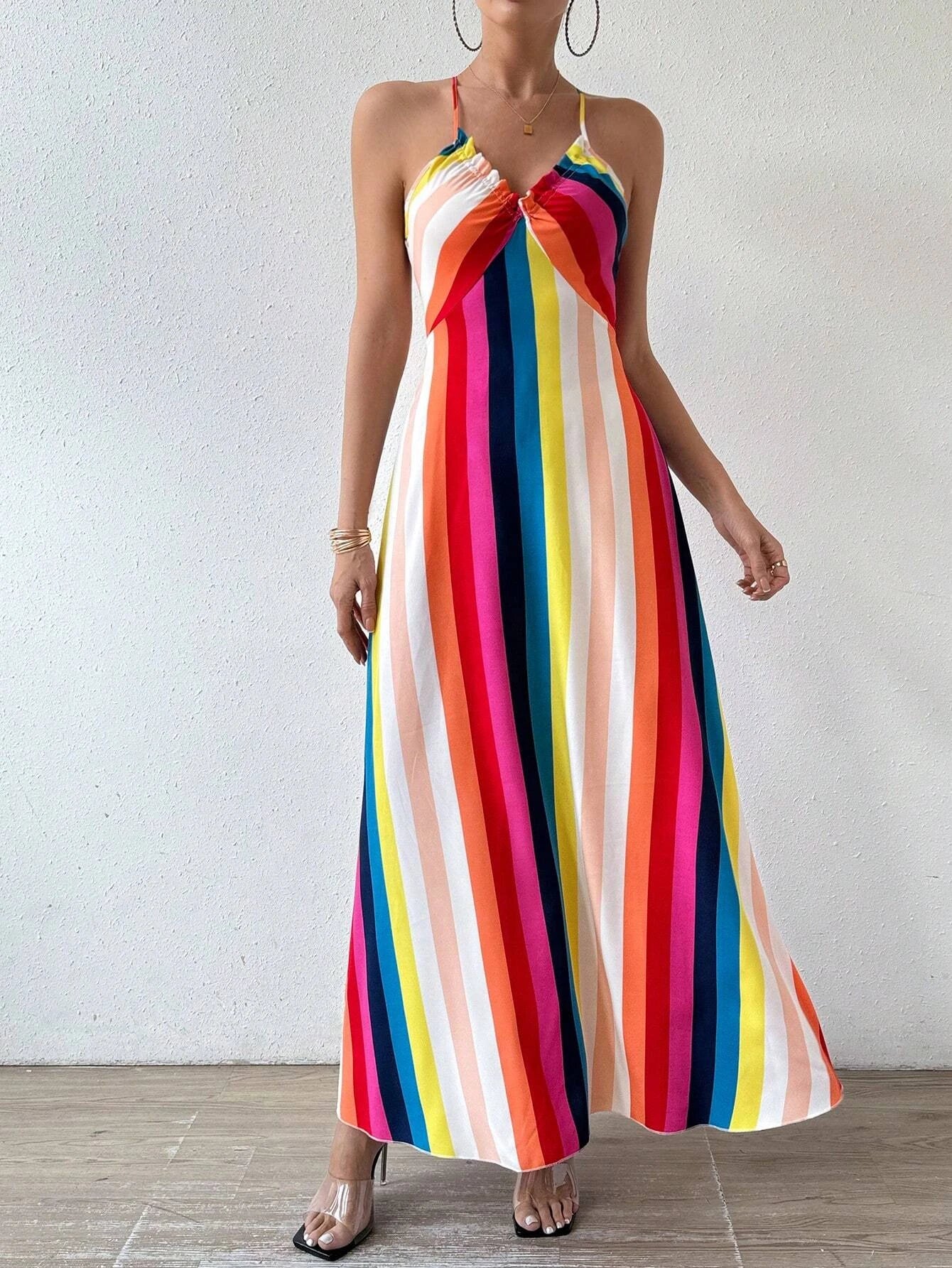 Women’s Boho Backless Split Thigh Maxi Beach Dress